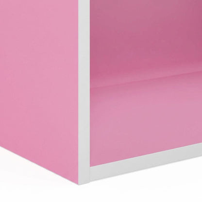 Pink 2-Tier Open Shelf Bookcase with Wooden Construction