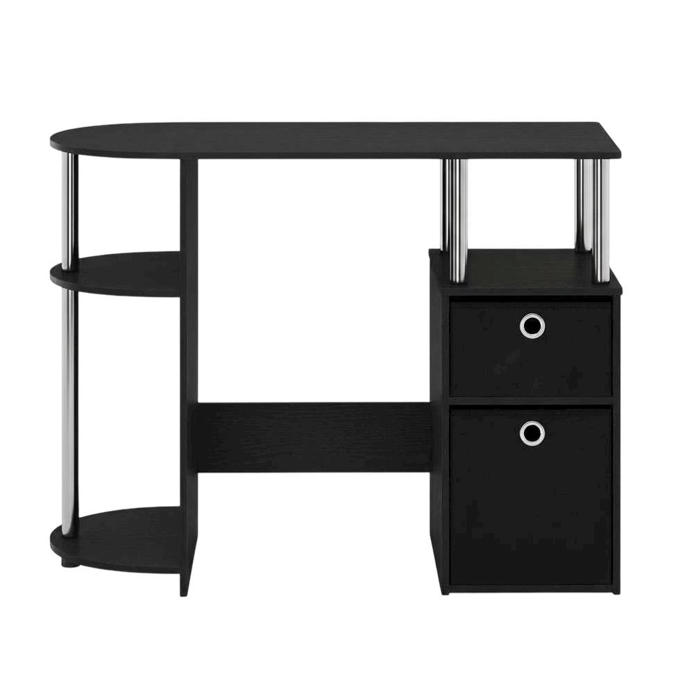 Americano Finish Computer Study Desk with Bin Drawers, Steel Tubes for Office