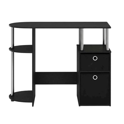 Americano Finish Computer Study Desk with Bin Drawers, Steel Tubes for Office