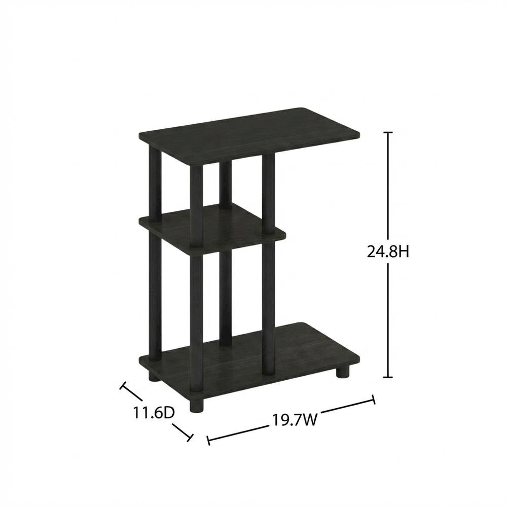 Espresso, C-Shape Side Table, Quality Build, Durable Wood Frame