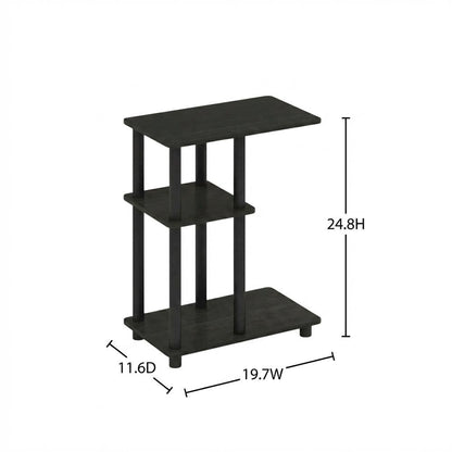 Espresso, C-Shape Side Table, Quality Build, Durable Wood Frame