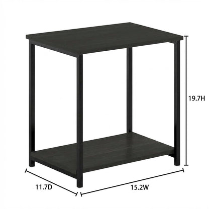 Espresso Metal Frame End Table with Sleek Modern Design, Durable Construction