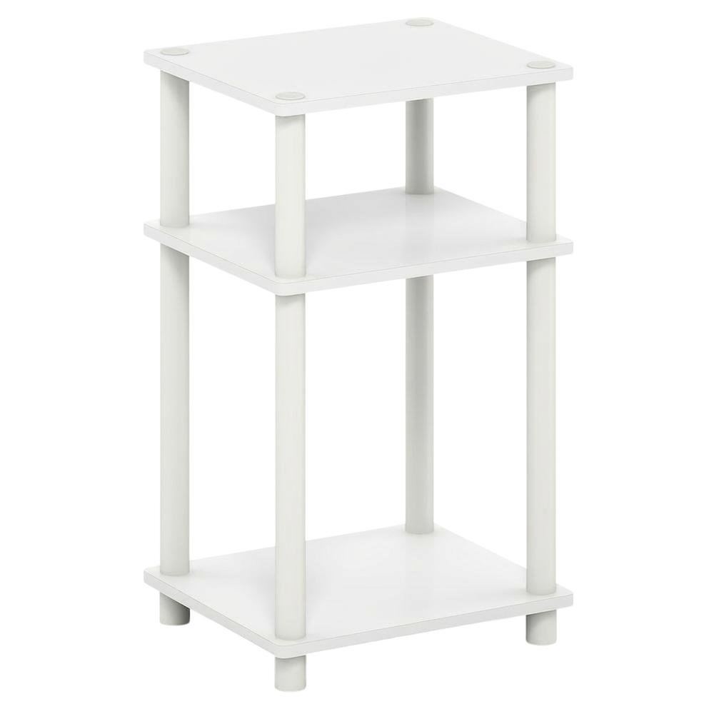 White 3-Tier End Table with Nightstand Design and Modern Storage