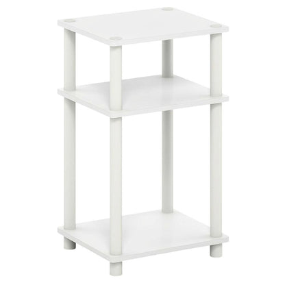 White 3-Tier End Table with Nightstand Design and Modern Storage
