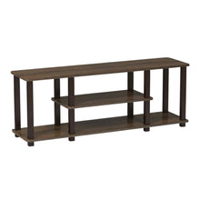 Walnut Brown 3-Tier TV Stand with Modern Wood Finish and Square Tube Design