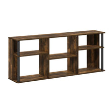 Wooden TV stand with black and amber pine finish for TVs up to 65 inches