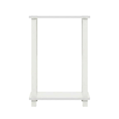 Small White End Table with Contemporary Design and Solid Construction