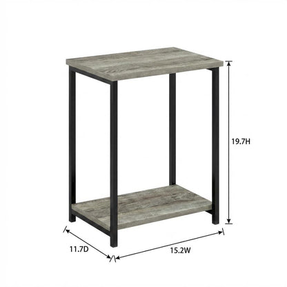 French Oak Metal Frame End Table for Living Room or Bedroom