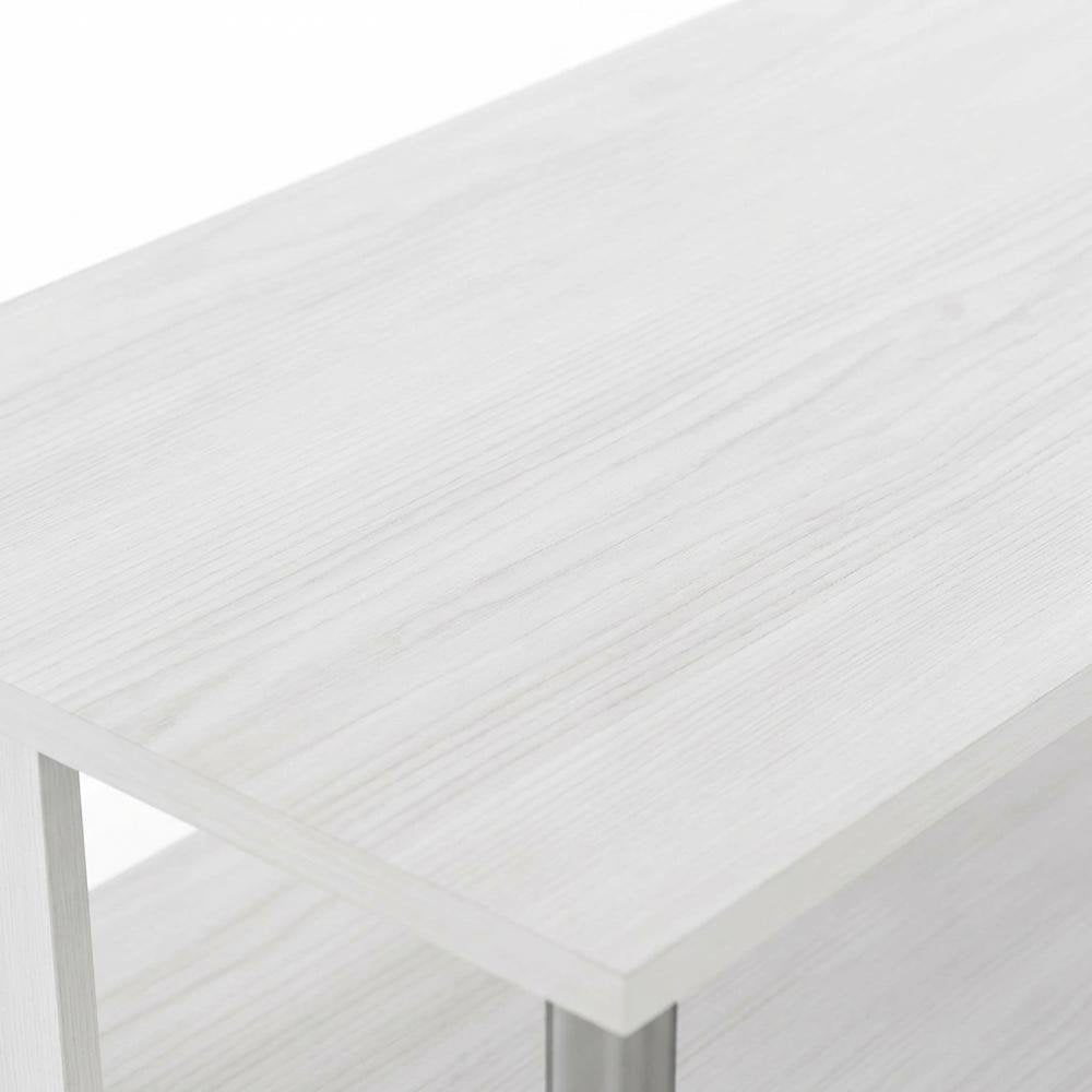 White Oak TV Stand, 3-Tier Design, Stainless Steel Tubes, up to 48 inches