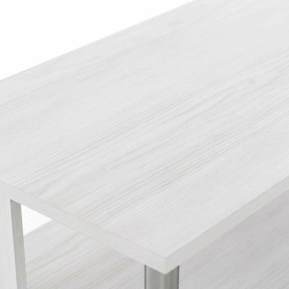 White Oak TV Stand, 3-Tier Design, Stainless Steel Tubes, up to 48 inches
