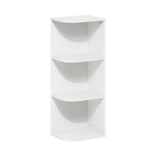 White 3-Tier Corner Open Shelf Bookcase with Wooden Shelves