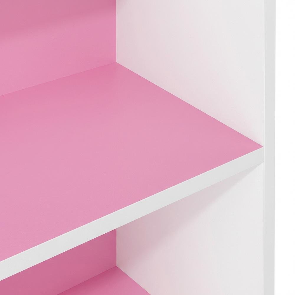 Pink 3-Tier Open Shelf Bookcase with Wood Material for Easy Storage
