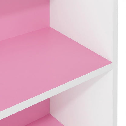 Pink 3-Tier Open Shelf Bookcase with Wood Material for Easy Storage