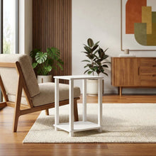 Small White End Table with Contemporary Design and Solid Construction