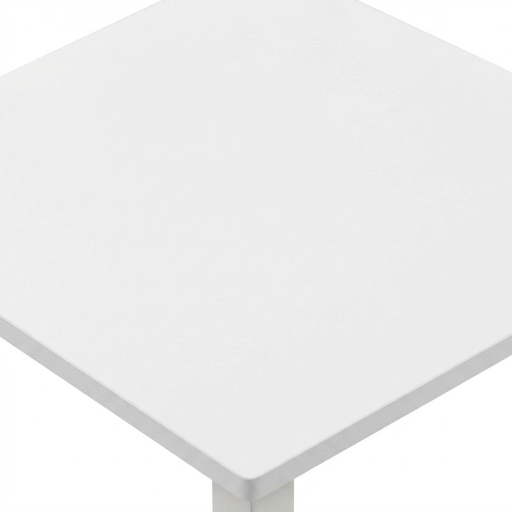 Small White End Table with Contemporary Design and Solid Construction