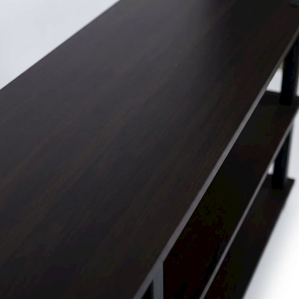Dark Cherry/Black TV Stand with 3 Tiers and Engineered Wood Storage