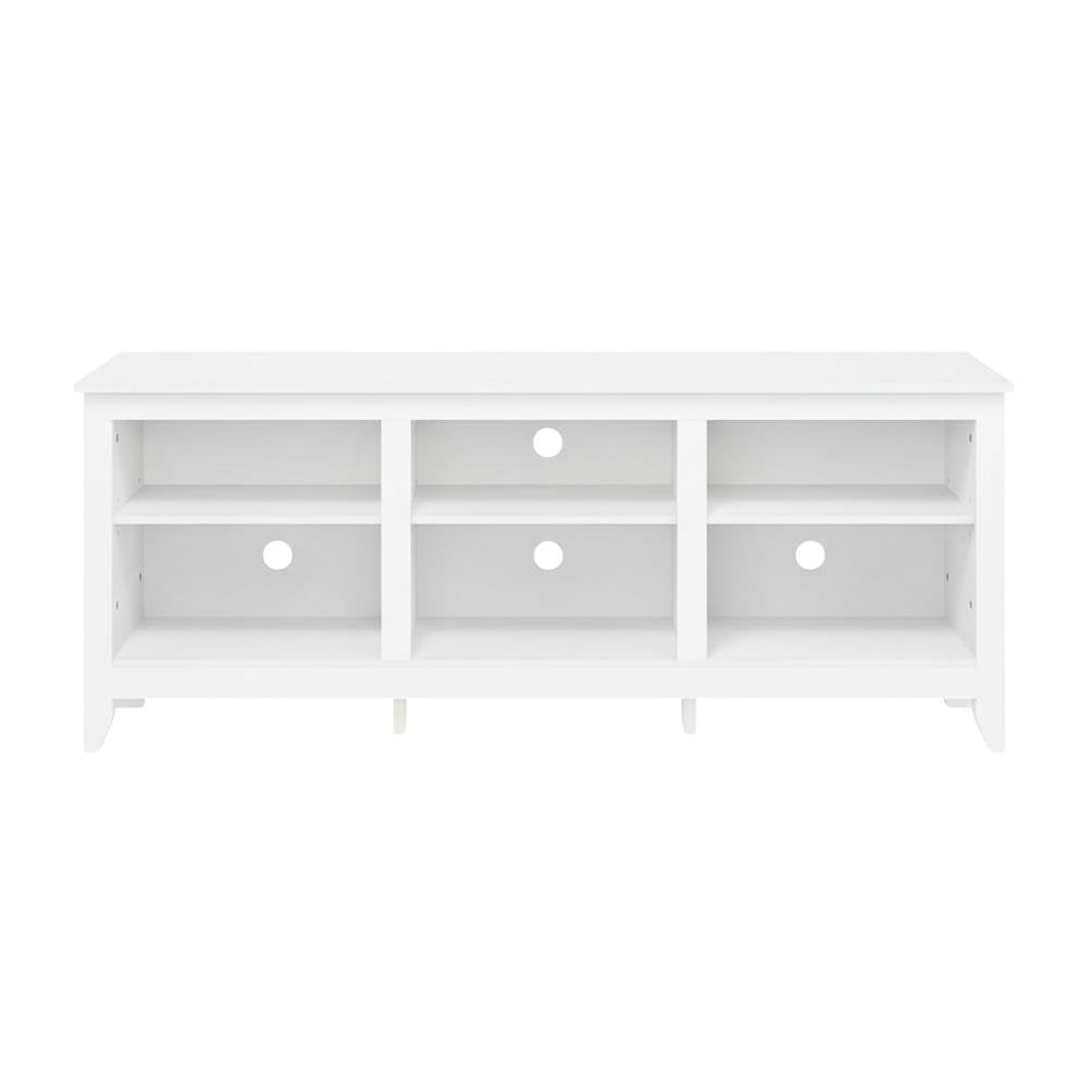 White Wooden TV Stand, Up to 65 Inch Entertainment Center, Spacious Storage