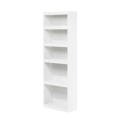 White 5-Tier Shelf Bookcase with Sturdy Wood Construction