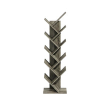 Grey Oak 9-Tier Floor Standing Bookcase with Sturdy Wood Construction