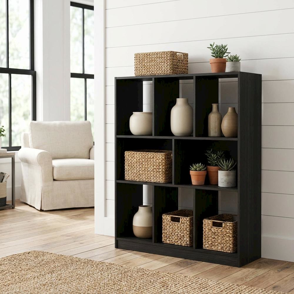 Wooden bookcase with simple design for versatile storage