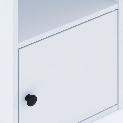 White 3-Tier Bookcase with Lockable Storage Door and Open Shelves