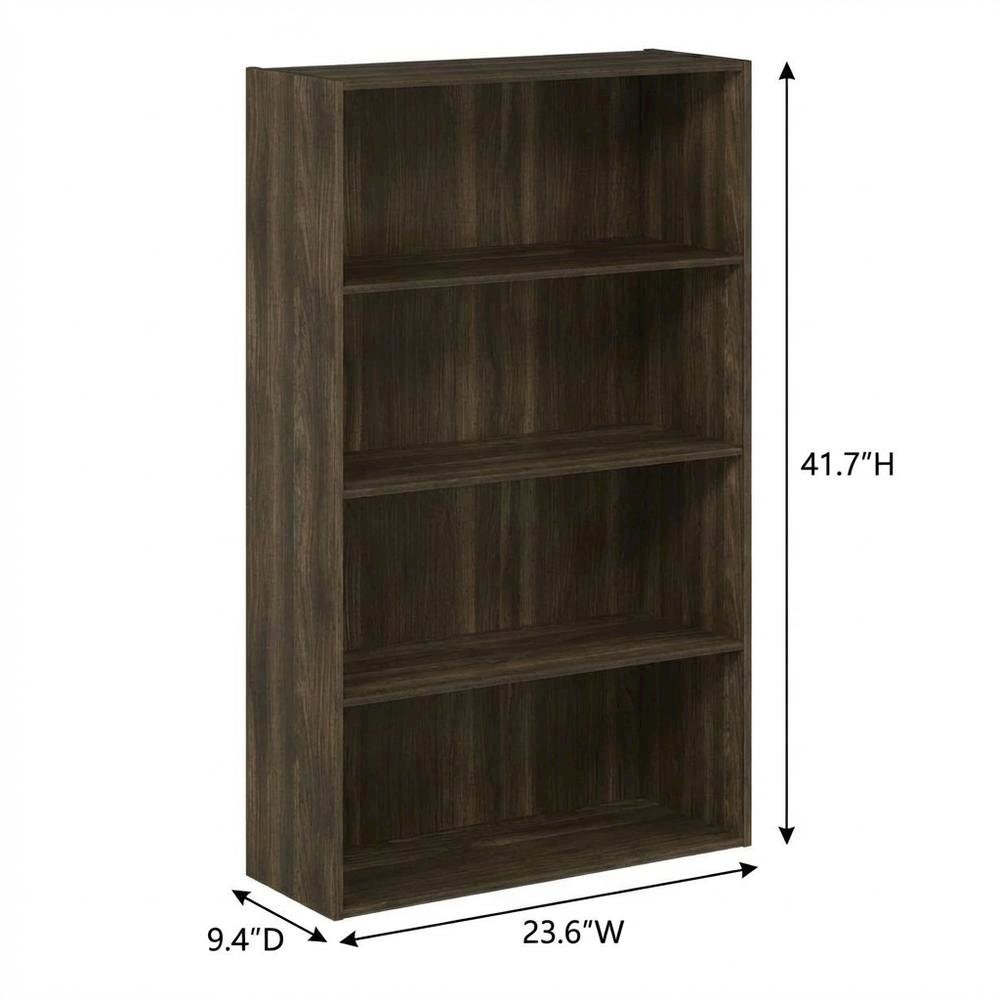 Wooden 4-Tier Open Shelf with Ample Storage in Walnut Finish