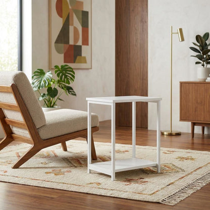 White metal frame end table with modern design and sturdy construction