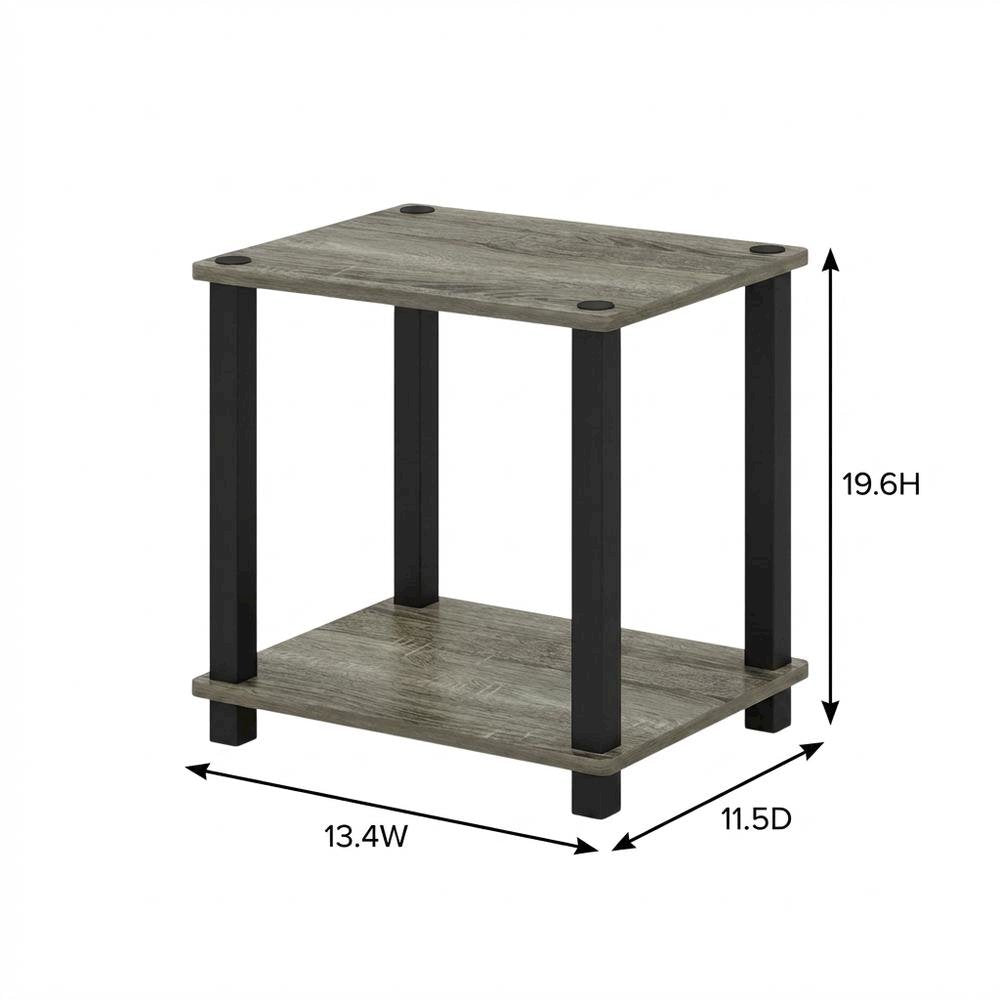 Small French Oak and Black End Table Set with Modern Design