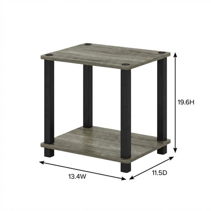 Small French Oak and Black End Table Set with Modern Design