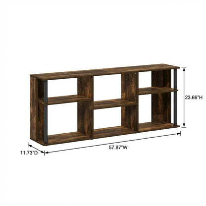 Wooden TV stand with black and amber pine finish for TVs up to 65 inches