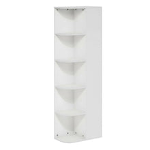 White 5-Tier Corner Bookcase with Open Shelving for Living Spaces