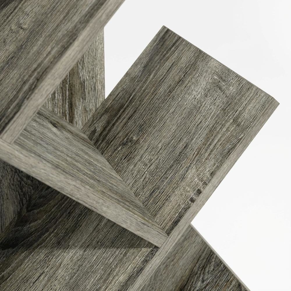 Grey Oak 9-Tier Floor Standing Bookcase with Sturdy Wood Construction