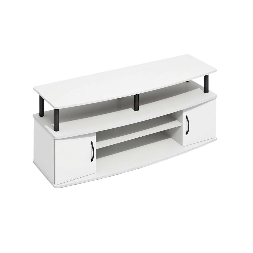 White entertainment center for up to 55-inch TVs with spacious storage, modern