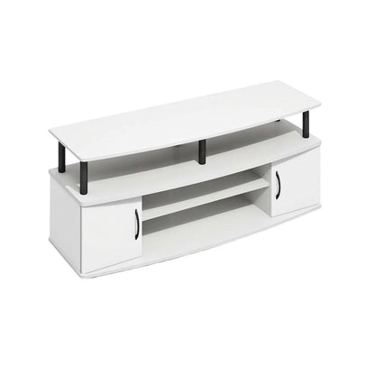 White entertainment center for up to 55-inch TVs with spacious storage, modern
