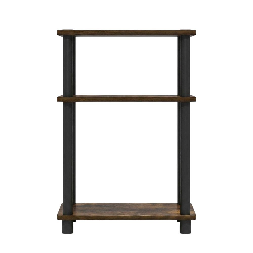 Amber Pine and Black 3-Tier End Table with Modern Design