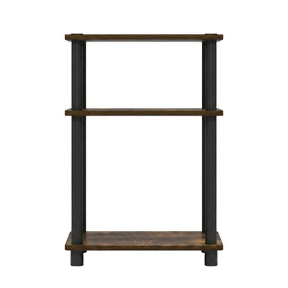 Amber Pine and Black 3-Tier End Table with Modern Design