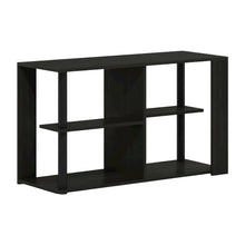 Narrow Espresso Coffee Table with Black Shelves and Compact Storage Space