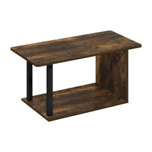 Amber Pine Coffee Table with Black Legs, Rustic Style, Single Piece