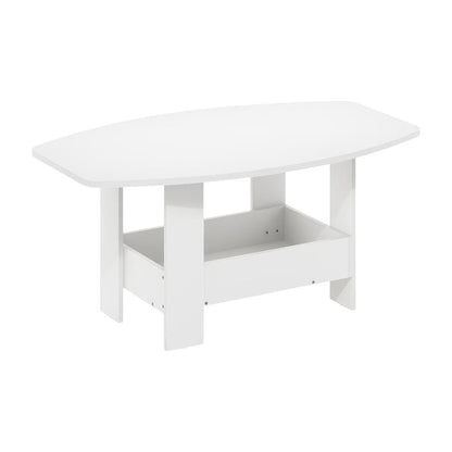 White Coffee Table with Storage Compartment and Sleek Modern Design