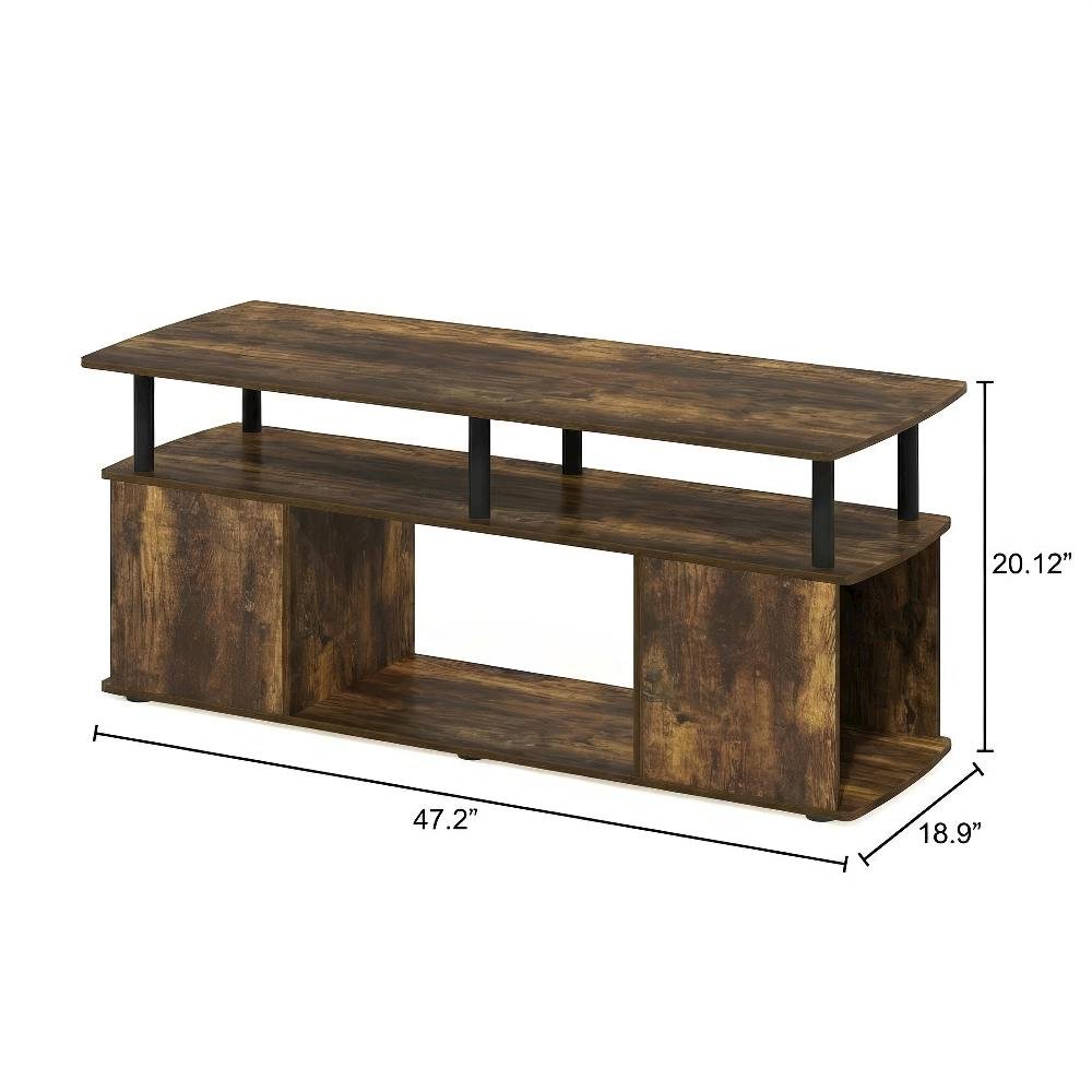Amber Pine Utility Coffee Table with Storage Shelf and Metal Frame