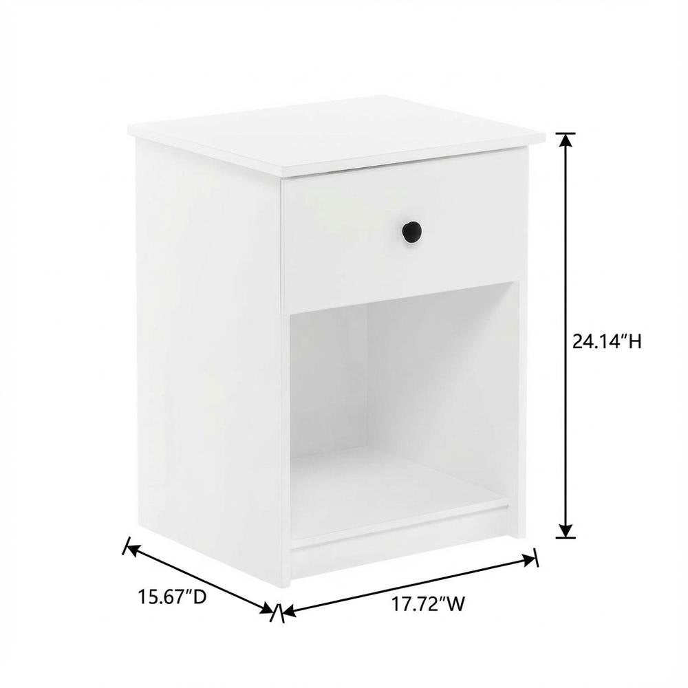 White Nightstands with Spacious Drawer Set of 2 for Bedroom Storage