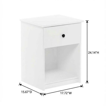 White Nightstands with Spacious Drawer Set of 2 for Bedroom Storage