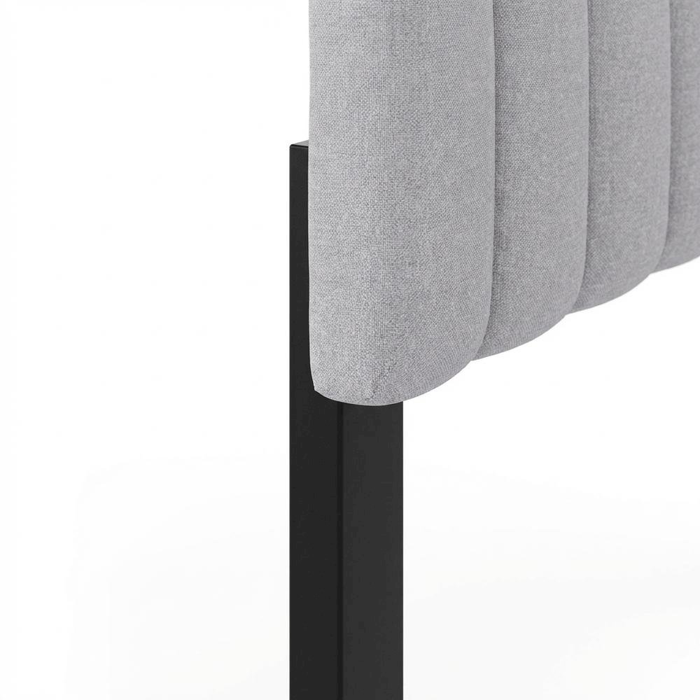 Light Grey Tufted Upholstered Queen Headboard with Cushioned Backrest