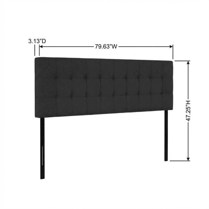 Plain Black Upholstered Tufted Headboard King Size with Durable Fabric Finish