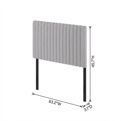 Light Grey Tufted Upholstered Queen Headboard with Cushioned Backrest