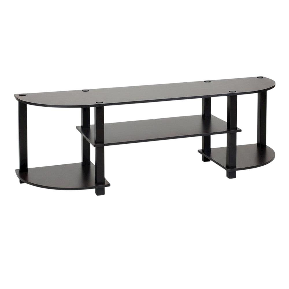 Wide TV Entertainment Center in Espresso/Black, Durable Composite Wood