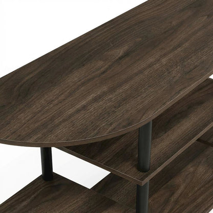 Corner TV Stand in Columbia Walnut/Black, Modern Design, Wood-Composite Material