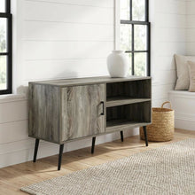 Mid Century Style TV Stand, Wood Legs, French Oak Grey Finish, Single Cabinet
