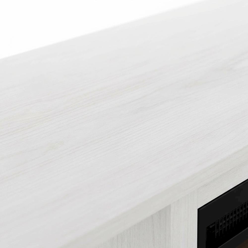 White Oak, Chrome Fireplace Entertainment Center, TVs up to 70 Inches