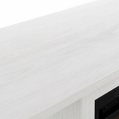 White Oak, Chrome Fireplace Entertainment Center, TVs up to 70 Inches